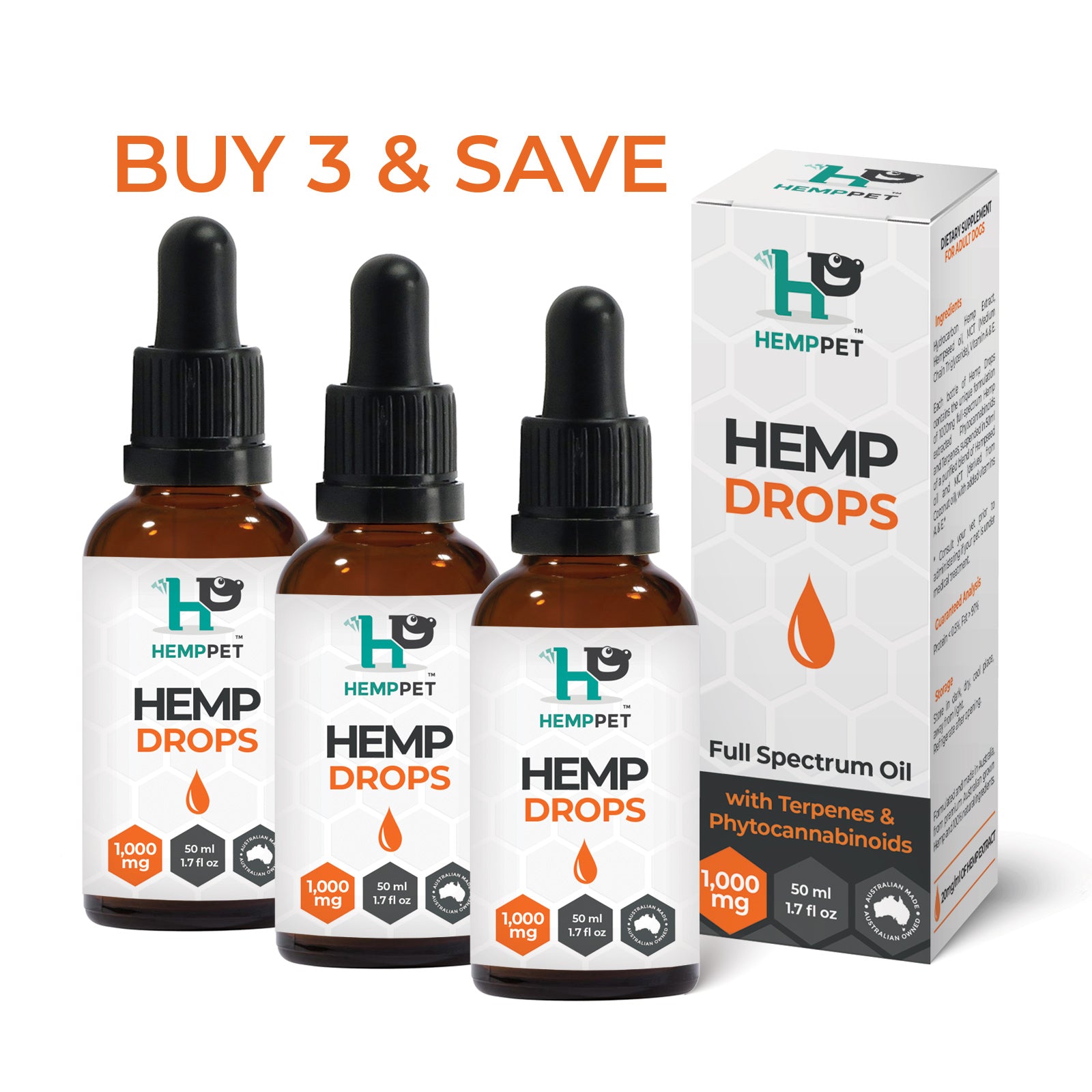 Products :: Hemp Drops 1000mg for Dogs 3 x 50ml