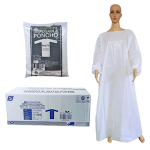 LIV DISP PONCHO 100X145CM LDPELONG SLEEVE NOHOOD WHT 100/CT