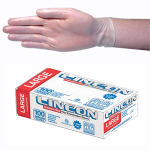 LINCON VINYL GLOVES 5.5G POWDER FREE L CLEAR HACCP 100/BX