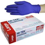 NI-TEK NITRILE ACCE FREE GLV ASTM PF EN374 L BLUEPLE 100/BOX