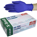 NI-TEK NITRILE ACCE FREE GLV ASTM PF EN374 XS BLUEPLE 100/BX
