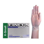 LINCON VINYL EXAM GLOVES 5.0G LOW POWDER XS CLEAR 100/BX