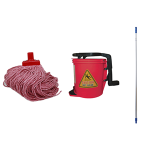 LIV MOP WITH BUCKET KIT (MOP + HANDLE + BUCKET) RED, EACH