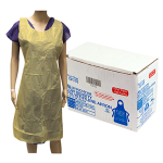 LIV DISP APRON 71X117CM LRG LDPE BIB TYPE YELLOW 100/BX