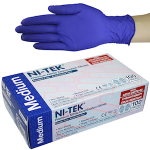 NI-TEK NITRILE ACCE FREE GLV ASTM PF EN374 M BLUEPLE 100/BOX