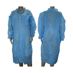 ISO GOWN DUST COAT FASTENER W/POCKET FREE SIZE BLUE 100/CT