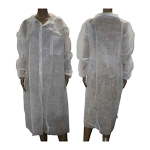 ISO GOWN DUST COAT FASTENER W/POCKET FREE SIZE WHT 100/CT