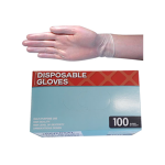 UNIVERSAL VINYL GLOVES. CLEAR LOW POWDER, LARGE 100/BX