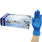 LINCON VINYL GLOVES 5.0G HACCP LOW POWDER M BLUE 1000/CTN