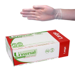 UNIV VINYL EXAM GLOVES 6.5G ASTM LOW POWDER L CLEAR 1000/CTN