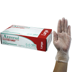 UNIV VINYL EXAM GLOVES 6.5G ASTM POWDER FREE L CLEAR 100/BOX