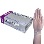 LINCON VINYL EXAM GLOVES 5.5G ASTM LOW POWDER S CLEAR 100/BX