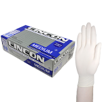 LINCON LATEX EXAM GLOVES ASTM PFREE MED CREAM HACCP 100/BX