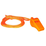 LIVINGSTONE PLASTIC WHISTLE, WITH ROPE, ORANGE, EACH
