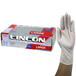 LINCON LATEX EXAM GLOVES AS/NZ PFREE LRG CREAM COLOUR 100/BX