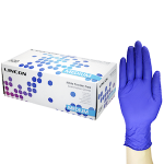 LINCON NITRILE GLOVES EXAM PF, EN374, MED COBALT BLUE 300/BX