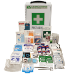 WORKPLACE FIRSTAID KIT COMPLETE SET IN WALL MOUNT METAL CASE