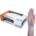 LIV VINYL EXAM GLOVES 7.0G ASTM POWDER FREE XL CLEAR 100/BOX