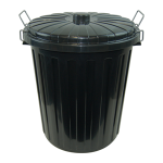 LIV RECYCLABLE PLASTIC GARBAGE BIN W/ LID, 73L, BLACK, EACH