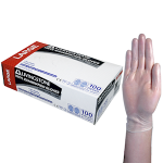 LIV VINYL EXAM GLOVES 6.5G ASTM POWDER FREE L CLEAR 100/BOX