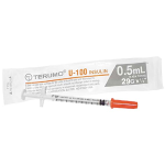 TERUMO INSULIN SYRINGES 0.5ML W/ NDL 29GX0.5IN 13MM 100/BX