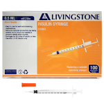 LIV INSULIN SYRINGE 0.5ML WITH NEEDLE 31G X0.32" 8MM 100/BX
