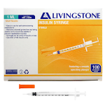 LIV INSULIN SYRINGE, 1ML WITH NEEDLE 30G X 0.32" 8MM 100/BOX