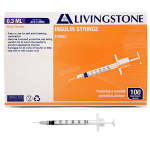 LIV INSULIN SYRINGE 0.3ML WITH NEEDLE 31GX 0.32" 8MM 100/BOX