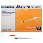 LIV INSULIN SYRINGE 1ML WITH NEEDLE 27G X 0.5" 12.7MM 100/BX