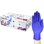 LINCON NITRILE GLOVES EXAM PF, EN374, LRG COBALT BLUE 300/BX