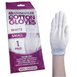 LIV COTTON GLOVES LATEX FREE SMALL, WHITE, RETAIL PACK, PAIR