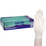 GELTEK LATEX EXAM GLOVES, AS/NZ POWDER FREE S CREAM,100/BX
