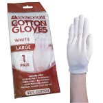 LIV COTTON GLOVES LATEX FREE LARGE, WHITE, RETAIL PACK, PAIR