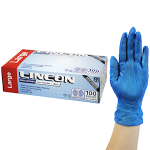 LINCON VINYL GLOVES 5.5G HACCP LOW POWDER L BLUE 1000/CTN