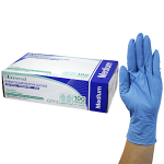UNIVERSAL NITRILE EXAM GLOVES ASNZ PF EN374 MED BLUE 100/BOX