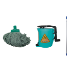 LIV MOP WITH BUCKET KIT, (MOP + HANDLE + BUCKET) GREEN, EACH