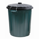 LIV RECYCLABLE PLASTIC GARBAGE BIN W/ LID, 55L, GREEN, EACH
