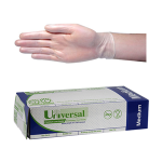 UNIV VINYL EXAM GLOVES 6.0G ASTM LOW POWDER M CLEAR 100/BOX