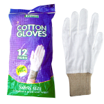 UNIV COTTON GLOVES INTERLOCK W/KNIT CUFF MEN LARGE 12 PRS/BG