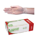 UNIV VINYL EXAM GLOVES 6.5G ASTM LOW POWDER L CLEAR 100/BOX