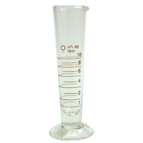 CONICAL MEASURING CYLINDER W/BASE & GRAD 10ML BORO EA