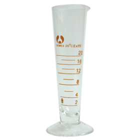 CONICAL MEASURING CYLINDER W/BASE & GRAD 20ML BORO EA