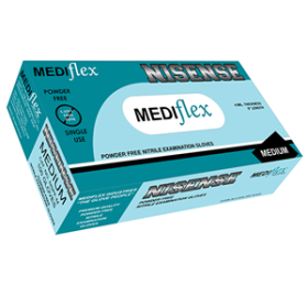 NISENSE NITRILE GLOVES EXM SKY BLU POWDERFREE MEDIUM 1000/CT