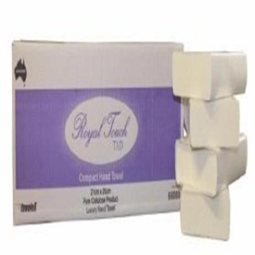 ROYAL TOUCH COMPACT TOWEL 1-PLY 21X26CM WHT 120/PK 20 PKS/CT