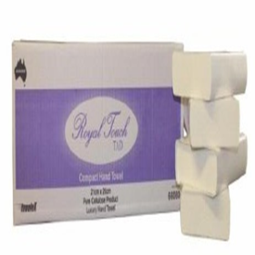 ROYAL TOUCH COMPACT HAND TOWEL 1-PLY 21X26CM WHITE 120/PACK