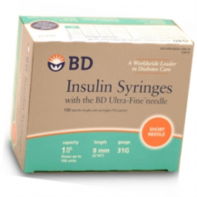 BD ULTRAFINE INSULIN SYRINGE 0.5ML W/ NDL 30GX0.32IN 100/BX