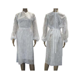 ISO GOWN W/TIE LONG SLV LVL1 40GSM NONWOVEN WHT SNGLE PACKED