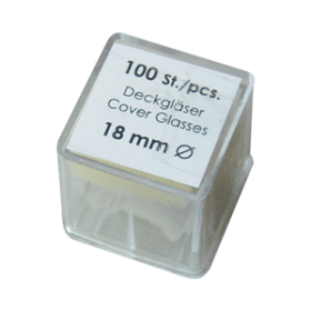 COVER SLIP, 18MM ROUND NO. 1 THICKNESS GLASS 100/PK GERMANY