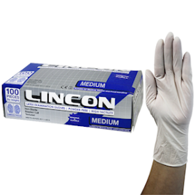 LINCON LATEX EXAM GLOVES AS/NZ PFREE MED CREAM COLOUR 100/BX