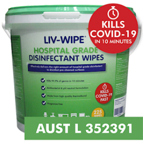 LIV-WIPE HOSP DISINFECTANT WIPES TGA 20X30CM 225/PAIL